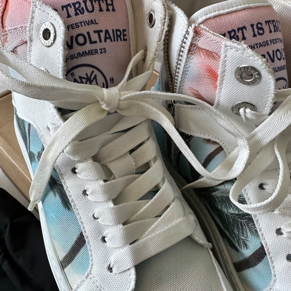 NIB | Zadig & Voltaire | 🌴 Women's High Flash Palm Tree Print High Top Sneakers - Picture 7 of 12